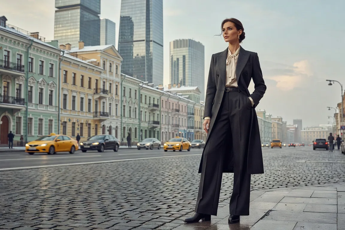 Femme russe élégante — style contemporain à Moscou