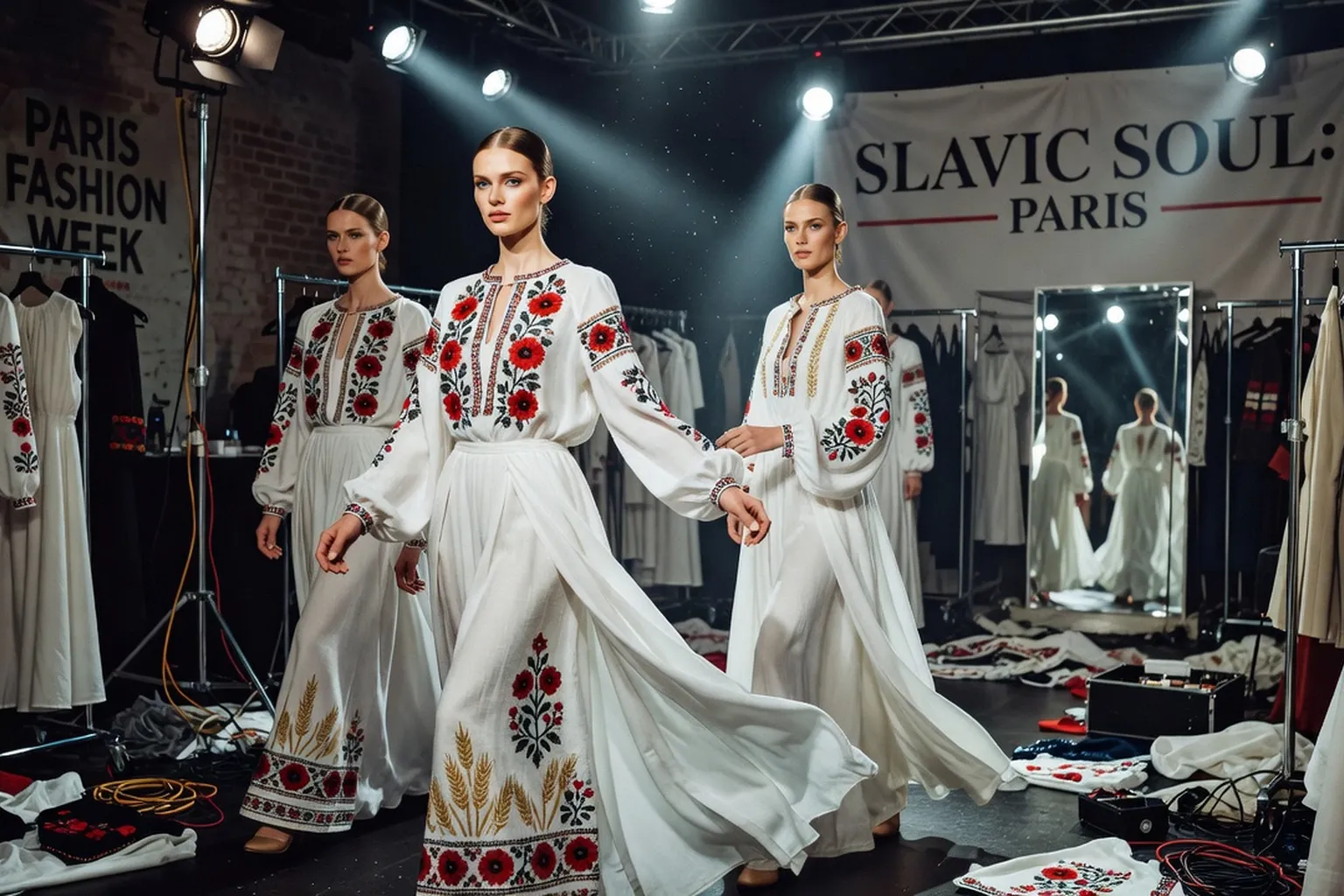 Luxe textile slave Paris atelier broderie polonaise ukrainienne contemporaine