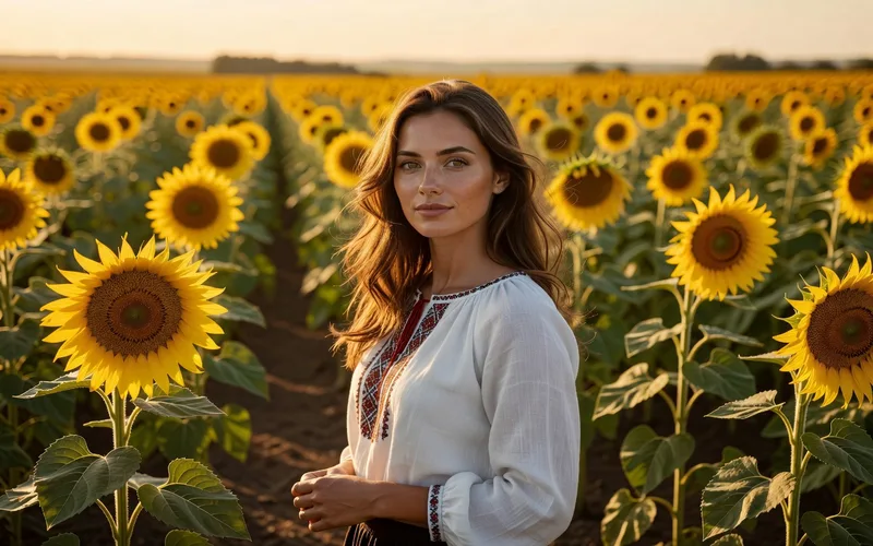 Portrait d'une femme ukrainienne, illustrant la force et la dignité de la mentalité ukrainienne