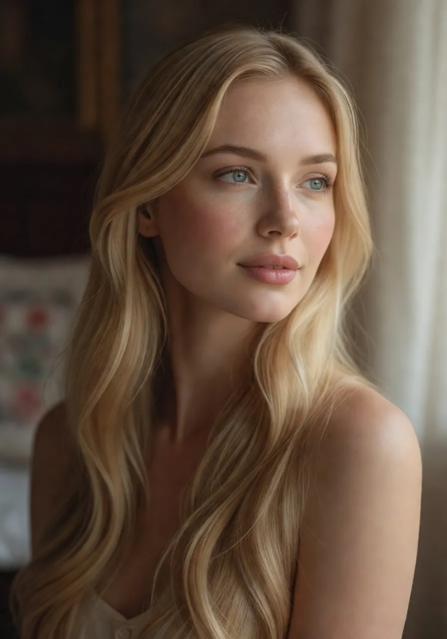 Portrait d'une femme slave aux traits caractéristiques d'Europe de l'Est