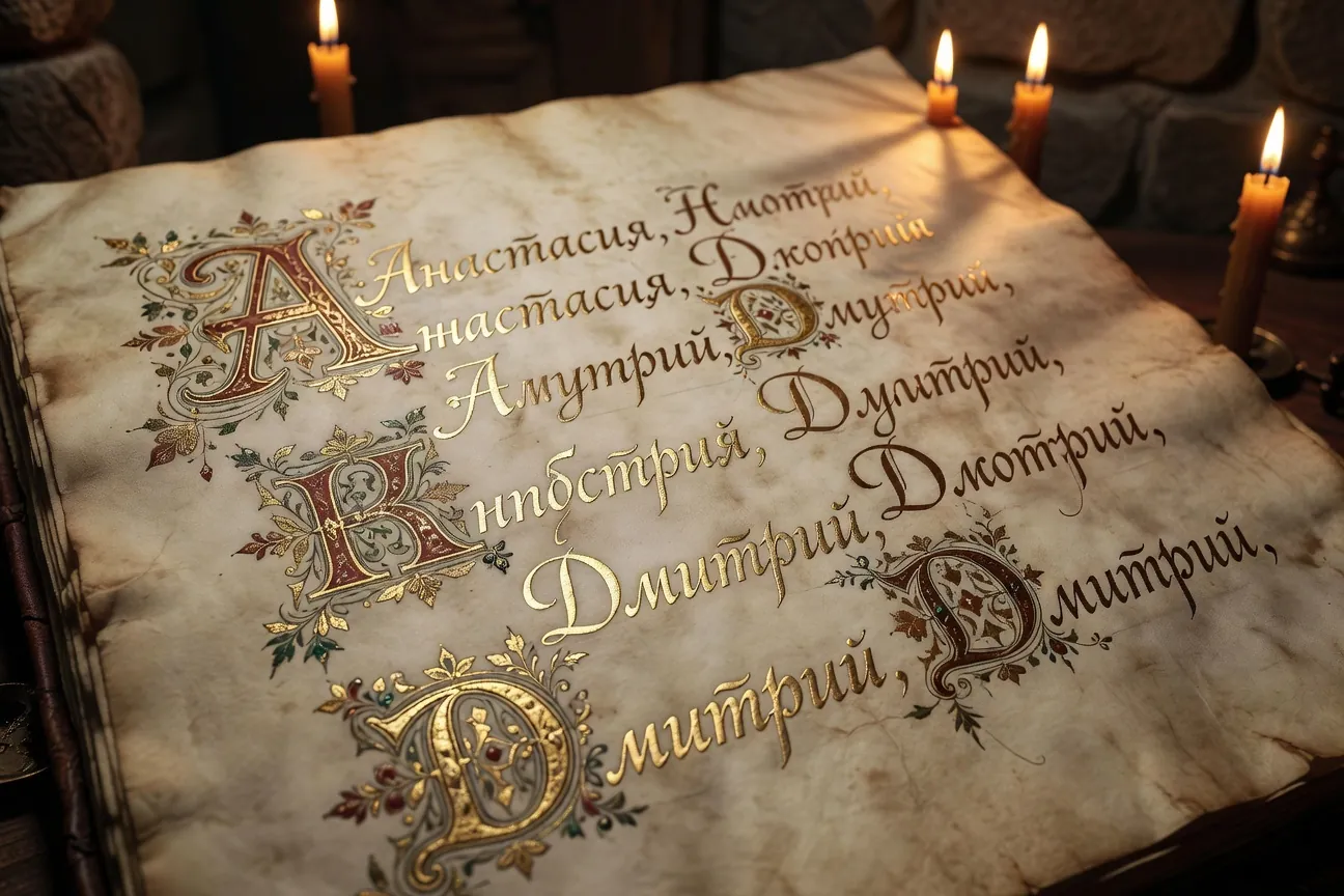 Calligraphie cyrillique de prénoms slaves traditionnels féminins et masculins