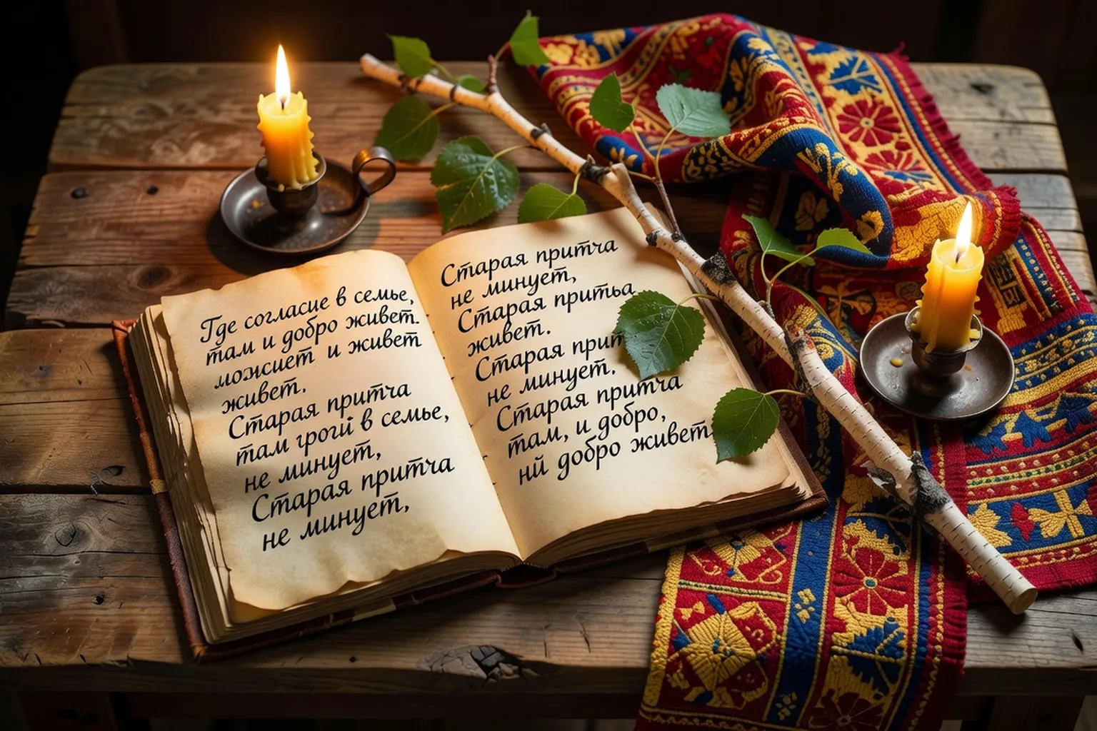 Manuscrit slave ancien avec calligraphie cyrillique, livre de proverbes traditionnels